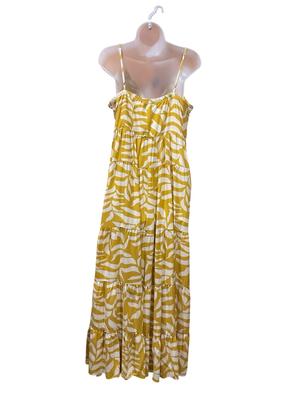 NWT MSK Yellow Abstract Print Tiered Rayon Maxi Dress Size Medium - Picture 6 of 8